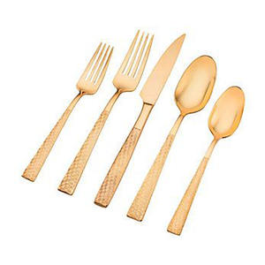 Golden Cutting Handle Luxury Hotel Wedding Restaurant Cutlery Set Stylish Handle <b>Gold</b> Polished Flatware Set - Product Image 5
