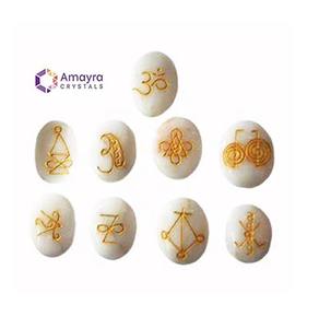 Gemstone Angelite Karuna Reiki Nine Stone Oval Set Wholesale <b>Crystal</b> Supplies Engraved Stones From Amayra <b>Crystals</b> Exports India - Product Image 6