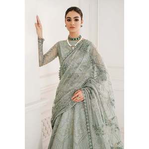 <b>Women's</b> Grey Eco-Friendly 100% Polyester Embroidered Net <b>3</b>-<b>Piece</b> <b>Suit</b> Set-Stitched CH10-05 - Product Image 6