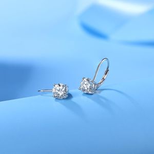 Moissanite <b>Earrings</b>, Brilliant Round Cut Lab Created <b>Diamond</b> <b>Earrings</b> 18K White Gold Sterling Silver <b>Dangle</b> <b>Earrings</b> MoissanitE - Product Image 4
