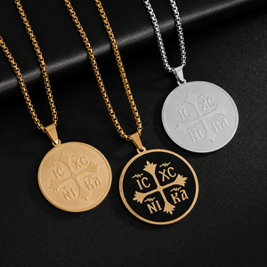 <span class=keywords><strong>Collier</strong></span> pendentif croix orthodoxe ARNAN en acier inoxydable, bijoux religieux chrétiens IC XC NIKA pour femmes et hommes - Product Image 4