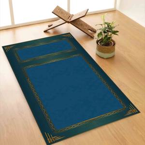 พรมละหมาดสีน้ำเงิน: พรมละหมาดอิสลามพิมพ์ลาย 3 มิติ พร้อมพรมขนนุ่ม - Product Image 2
