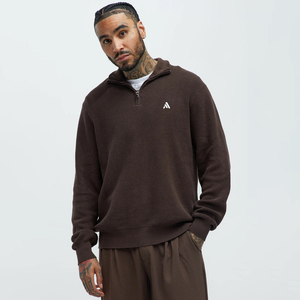 Cotton Half Zip Jacket Custom Blank Plus Size Pullover Mens Sweaters High Quality Custom Logo Or Design Manufacturer - Product Image 1