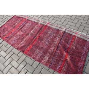 Alfombra Turca de 3.3x7.4 pies (101x226 cm), Alfombra Kilim Roja Estilo Suroeste Vintage - Product Image 4