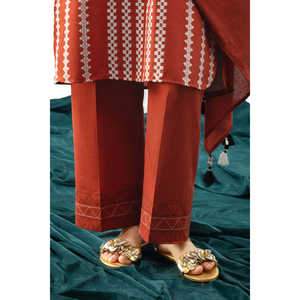 Conjunto de Traje de 3 Piezas Estilo Bohemio para Mujer con Patrón Geométrico y Decoración de Borlas, Corte Holgado y Largo, MJ-52027 - Product Image 6