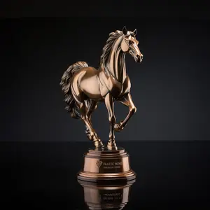 Custom metal trophy 3D full cubic logo horse stairs astronaut