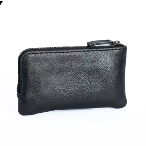 Portefeuille en cuir à glissière élégant unisexe de luxe à blocage RFID, longueur courte et durable pour clés, cartes de paiement - Product Image 1