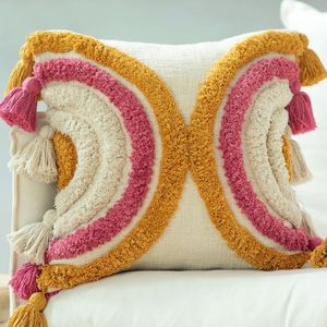 Luxury Tufted Designer Vintage Boho Cushion Cover Luxury Handwoven Decorative <b>Throw</b> <b>Pillow</b> by Indian Textiles H/L Pattern - Product Image 1