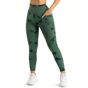 OEM Custom Tie Dye Side Pocket Yoga Pants Running Sports High Waist Scrunch Butt Lift Workout Sexy Leggings <b>Tights</b> - Product Image 1