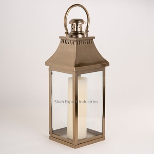 Good Looking Bronze Color Metal & Glass Rectangular <b>Candle</b> Lantern for Home Garden Balcony Decor <b>Hanging</b> Lanterns - Product Image 6