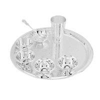 Service de table 7 pièces en laiton pur Vaisselle ou vaisselle comprenant une boîte en velours rouge Article de cadeau plaqué argent incroyable