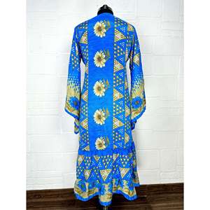 Recycled Vintage Silk Sari <b>Robe</b> Boho Floral Print Dressing Gown <b>Beach</b> Coverup or Bridesmaid Anniversary Gift - Product Image 3