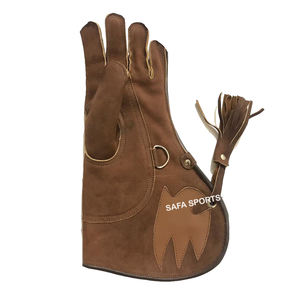 Gant de fauconnerie gant en cuir de cerf original gant de chasse à quatre couches avec mode sur manchette - Product Image 1