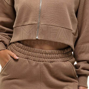 Custom Zipper Crop <b>Hoodie</b> For Woman Anti-Wrinkle & Breathable Material <b>Trendy</b> Streetwear Style - Product Image 5