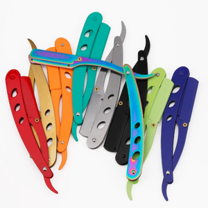 มีดโกนขอบตรงสแตนเลสสำหรับผู้ชายแบบมืออาชีพมีดพับได้ด้วยมือเครื่องมือโกนขน - Product Image 1