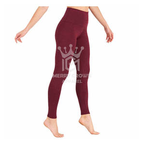 Eco-friendly High Waist Women's Workout Yoga Pants with Elastic Waist Recycled <b>Booty</b> Yoga <b>Leggings</b> Solid Pattern - Product Image 6