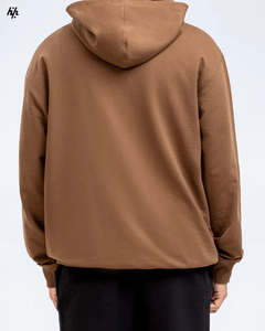 Sudadera minimalista marrón de gran tamaño con logotipo pequeño, ropa de calle informal, moda y bolsillo delantero, fabricada por Huzaifa Products - Product Image 5