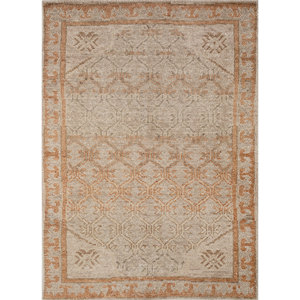 Erbe Hand Knotted <b>Wool</b> Rugs Beige <b>Brown</b> Geometric Abstract for Home Living Hallway Entryway Rectangle Puzzle Design GS-2014 - Product Image 1