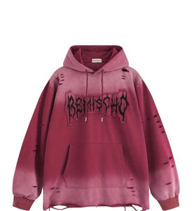 เสื้อฮู้ดพิมพ์ลายโลโก้ที่กำหนดเองสำหรับผู้ชายแสงแดดจางพร้อมแผ่นปะติด - Product Image 1