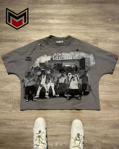 Y2K Retro Gothic Crop Boxy <b>Fit</b> <b>T</b>-<b>Shirt</b> for Men Luxury Summer Streetwear Drop Shoulder Tee 100% Cotton - Product Image 5