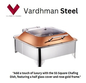 Fournisseur direct d'usine, couvercle de plat à chafing carré en verre demi-transparent, or rose avec cadre, capacité de 7 L, matériau en acier inoxydable - Product Image 2