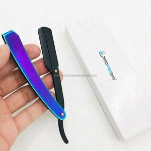Rasoir droit classique et durable pour barbier, rasoir de sécurité pour le rasage de la nuque, design arc-en-ciel, en acier inoxydable, lame unique, sûr pour les aisselles - Product Image 1