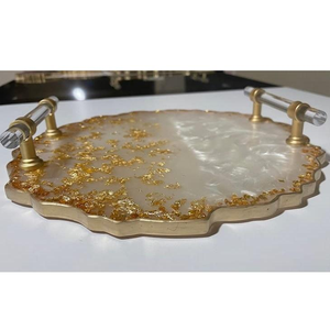 Plateaux de service en résine polie faits à la main, forme rectangulaire, plateau décoratif écologique pour la décoration de la maison par Decor World Expo - Product Image 6