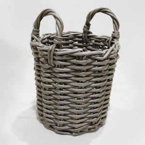 Artex Dong Thap Plastic Circle Rustic Storage <b>Basket</b> Set Handwoven Organizer <b>with</b> <b>Handles</b> for Laundry Storage - Product Image 5