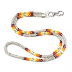 Cordón con cuentas de semillas de colores vibrantes 18 pulgadas con etiqueta de logotipo Cordón indio hecho a mano con costura de cuentas de semillas - Product Image 2