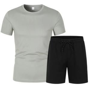 Vêtements de sport d'été pour hommes Ensemble deux pièces décontracté à séchage rapide Survêtement de mode respirant et coupe-vent avec t-shirt et short grande taille - Product Image 3