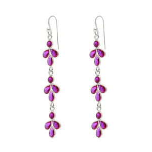 Ensemble de lunette rubis zircon cubique coupe goutte longue balancent 925 déclaration en argent Sterling Design à la mode balancent boucle d'oreille bijoux pour les femmes - Product Image 1