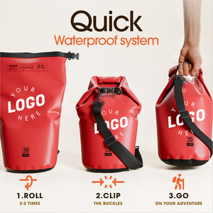 Sac à dos enroulable en PVC imperméable 20L avec fermeture à glissière pour la randonnée, le <span class=keywords><strong>kayak</strong></span>, le canotage durable et léger avec logo personnalisé - Product Image 3