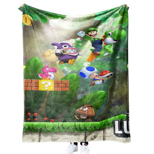 Mantas de Franela Térmica Suave con Estampado Personalizado SIN Pedido Mínimo, Diseño de Dibujos Animados de Super <span class=keywords><strong>Mario</strong></span> Bros, Mantas de Punto de Algodón para Decoración del Hogar - Product Image 3