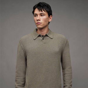 Polos de manga larga para hombre, camisa informal, cuello vuelto a la moda con rayas y botones de bloque de color, tela de punto de talla grande - Product Image 2