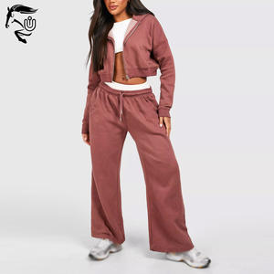 ชุดวอร์มยาวผ้าฟลีซวินเทจสำหรับผู้หญิงชุดวอร์ม2ชิ้นเสื้อล้างกรดสำหรับฤดูหนาว - Product Image 4