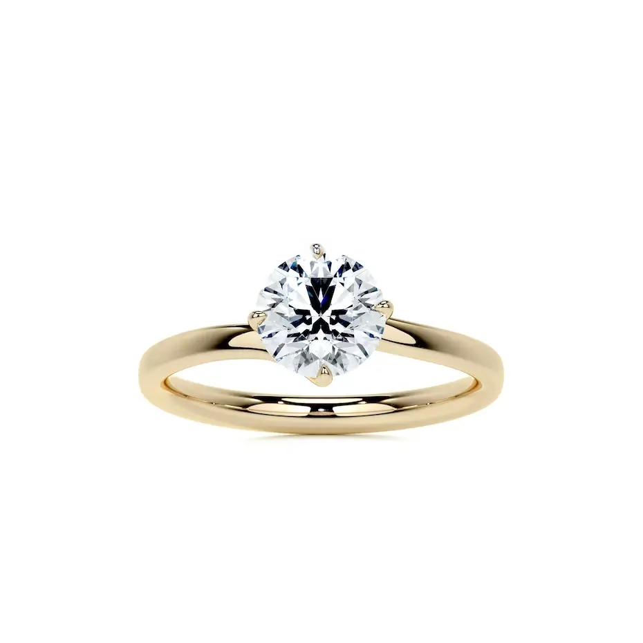 14K แข็งทองรอบแผน VVS Moissanite เพชรเดี่ยวแหวนหมั้นแหวนดีเครื่องประดับครบรอบของขวัญแหวน