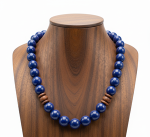 Collar de Perlas de Agua Dulce Chapadas en Oro y Plata Tibetana de 18 Pulgadas con Cuentas de Piedra Lapislázuli Natural, Hecho a Mano, Moderno, para Mujer - Product Image 1