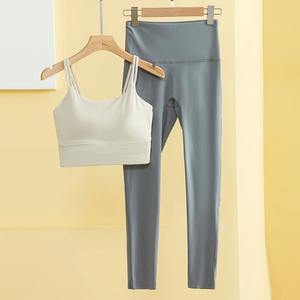 บอดี้สูทสปอร์ตบราและกางเกงโยคะฟิตเนส2ชิ้นสำหรับเล่นกีฬาและออกกำลังกายในยิมของผู้หญิง - Product Image 4