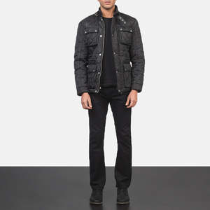 Veste coupe-vent matelassée Nelson en satin noir, haute qualité, imperméable, zippée, décontractée, à capuche, avec lettrage, pour le printemps, du XS au 6XL - Product Image 3
