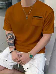 High Quality <b>Men</b> Casual T-Shirt with Custom Logo 100% Cotton Breathable Comfortable <b>Stretch</b> Loose Fit Solid Pattern Bulk - Product Image 6