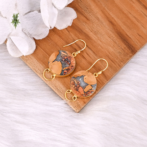 Boucles d'oreilles pendantes en jaspe Malinga en laiton de style bohème pour femmes, cadeau tendance pour les mariages, les fiançailles, les fêtes, les anniversaires - Product Image 3