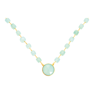 Calcdony du Pérou naturel pierres précieuses collier en argent sterling 925 forme ronde collier plaqué or 18 carats fournitures de bijoux - Product Image 1