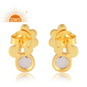 Pendientes de Plata de Ley 925 chapados en oro de 18 quilates con piedras preciosas de Luna arcoíris naturales, joyería fina Demi fabricada - Product Image 2