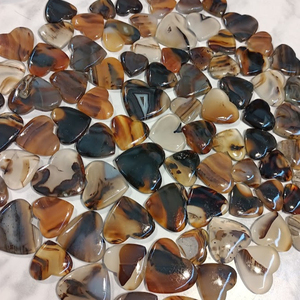 Pierre précieuse en forme de cœur en agate naturelle de qualité supérieure multicolore faite à la main pour l'artisanat et la fabrication de bijoux - Product Image 2