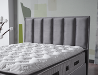 Lit surélevé moderne personnalisé en bois massif avec têtes de lit en tissu gris et marron, durable, en bois de teck, pour usage domestique (simple, double, queen, super king)