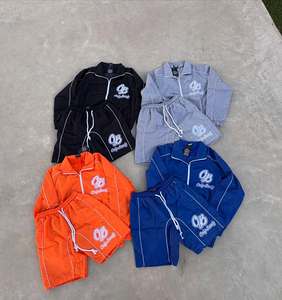 Custom Printing Two Piece Zip up Cargo Shorts and Short Sleeve Jacket Sets Polyester Nylon Windbreak Shorts Set Tracksuit Men - Product Image 1