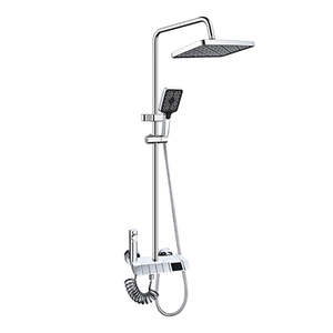 Colonne de douche Fontastock en acier inoxydable et plastique ABS argenté avec finition chromée, accessoires de salle de bain - Product Image 1