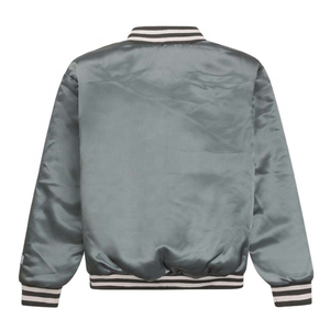 Veste en satin pour hommes OEM Varsity polyester Bomber Biker raglan Fermeture réversible Hiver Décontracté Fermeture éclair Logo brodé sur mesure - Product Image 2