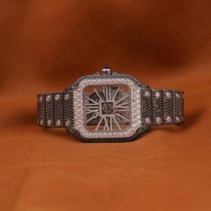 Limited Edition Premium Two-Tone <b>Black</b> Stainless Steel <b>Watch</b> Moissanite Diamond Skeleton Dial High Quality Fully Automatic 20mm - Product Image 1