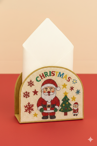 Collection de porte-serviettes de Noël perlés, décorations de fêtes haut de gamme, motifs festifs de Noël (Père Noël, lutin, sapin) brodés artisanalement - Product Image 4